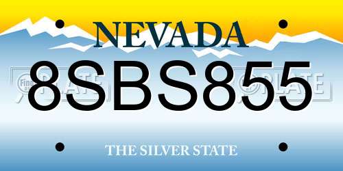 8SBS855 Nevada License Plate