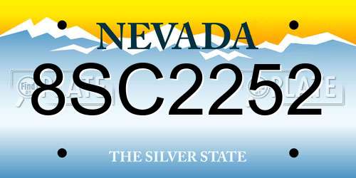 8SC2252 Nevada License Plate