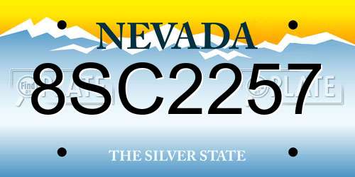8SC2257 Nevada License Plate