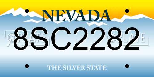 8SC2282 Nevada License Plate
