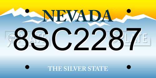8SC2287 Nevada License Plate