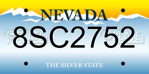 8SC2752 Nevada License Plate
