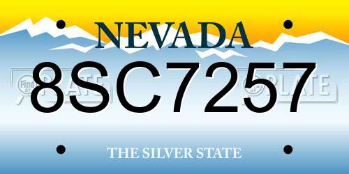 8SC7257 Nevada License Plate