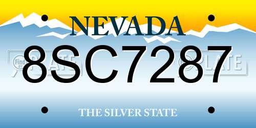 8SC7287 Nevada License Plate
