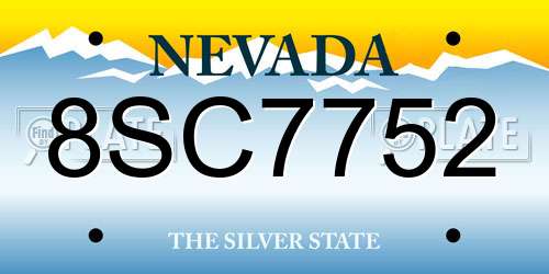 8SC7752 Nevada License Plate