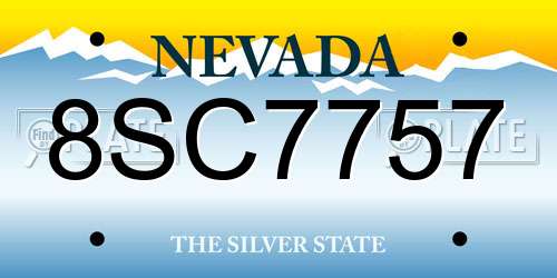 8SC7757 Nevada License Plate