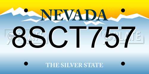 8SCT757 Nevada License Plate