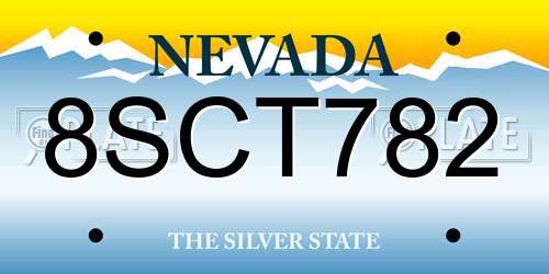 8SCT782 Nevada License Plate