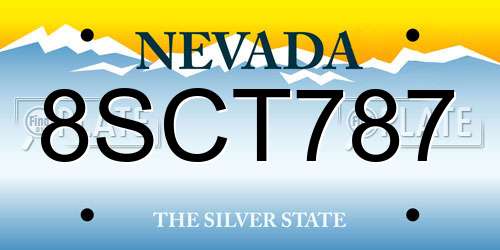 8SCT787 Nevada License Plate
