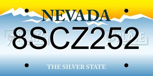 8SCZ252 Nevada License Plate