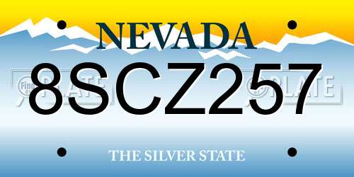 8SCZ257 Nevada License Plate