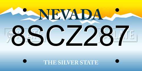 8SCZ287 Nevada License Plate