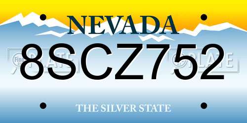 8SCZ752 Nevada License Plate