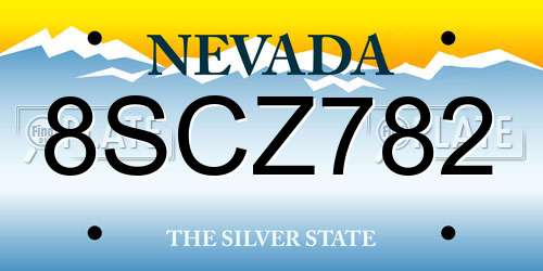 8SCZ782 Nevada License Plate