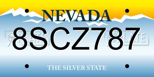 8SCZ787 Nevada License Plate