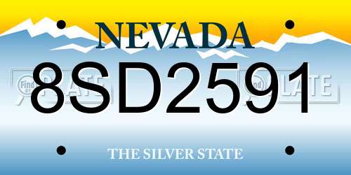 8SD2591 Nevada License Plate