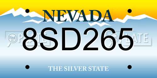 8SD265 Nevada License Plate