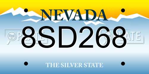 8SD268 Nevada License Plate