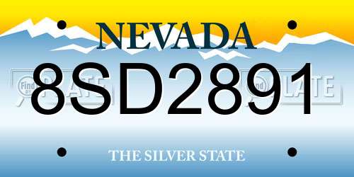 8SD2891 Nevada License Plate