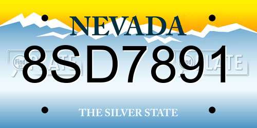 8SD7891 Nevada License Plate