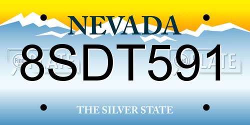 8SDT591 Nevada License Plate