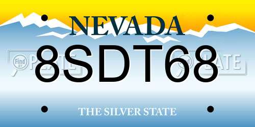 8SDT68 Nevada License Plate
