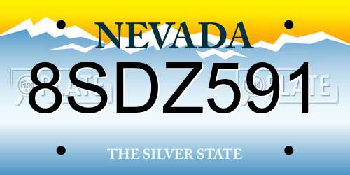 8SDZ591 Nevada License Plate