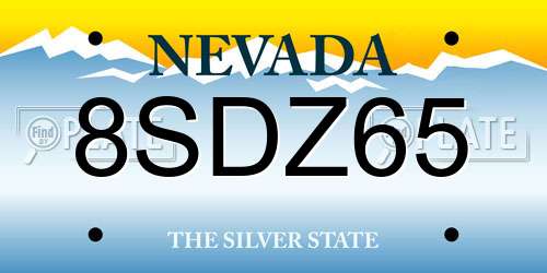 8SDZ65 Nevada License Plate