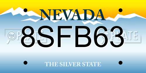 8SFB63 Nevada License Plate