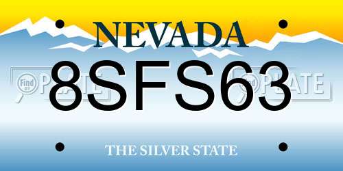 8SFS63 Nevada License Plate