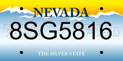 8SG5816 Nevada License Plate