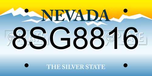 8SG8816 Nevada License Plate