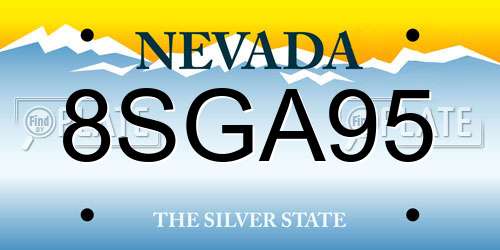 8SGA95 Nevada License Plate