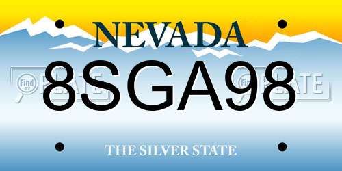 8SGA98 Nevada License Plate