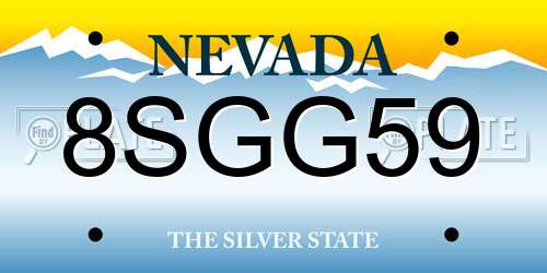 8SGG59 Nevada License Plate
