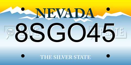 8SGO45 Nevada License Plate