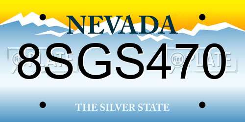 8SGS470 Nevada License Plate
