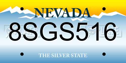 8SGS516 Nevada License Plate