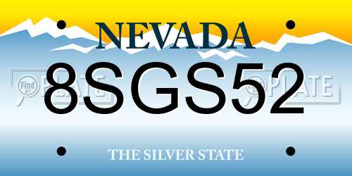 8SGS52 Nevada License Plate