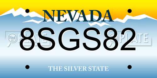8SGS82 Nevada License Plate
