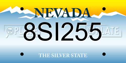 8SI255 Nevada License Plate
