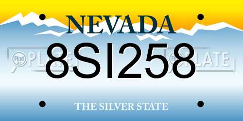 8SI258 Nevada License Plate