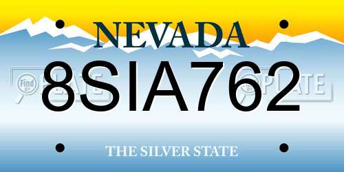 8SIA762 Nevada License Plate