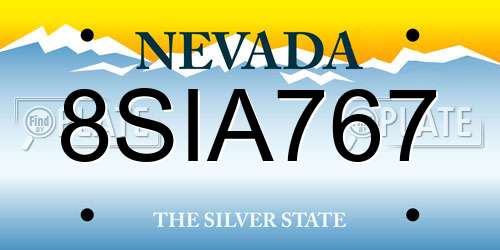 8SIA767 Nevada License Plate