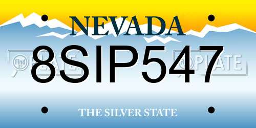 8SIP547 Nevada License Plate
