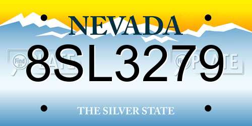 8SL3279 Nevada License Plate