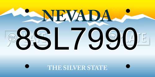 8SL7990 Nevada License Plate