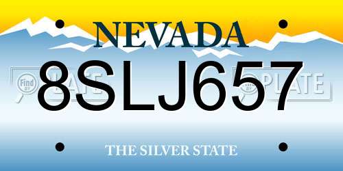 8SLJ657 Nevada License Plate