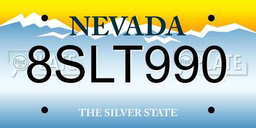 8SLT990 Nevada License Plate