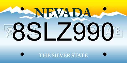 8SLZ990 Nevada License Plate